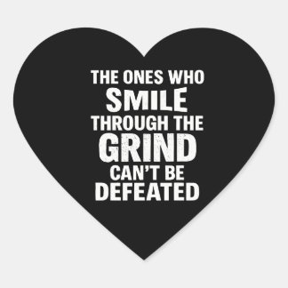 Smile grind gym motivation quote with white text heart sticker