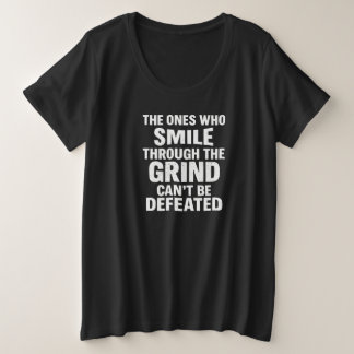 Smile grind gym motivation quote with white text plus size T-Shirt