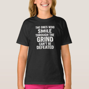 Smile grind gym motivation quote with white text T-Shirt