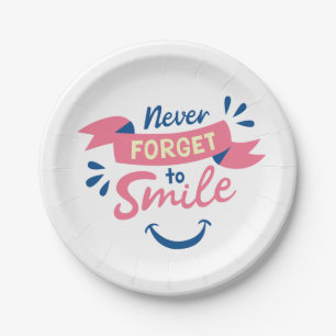 Smile, Happiness Attitude Pink Wedding, Party Paper Plate