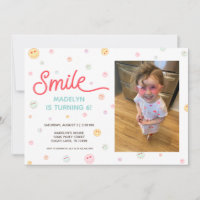 Smile Happy Face Photo Birthday Invitation