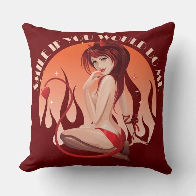 Smile If You Would Do Me - Naughty Devil Cushion (Front)