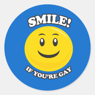SMILE IF YOU'RE GAY CLASSIC ROUND STICKER
