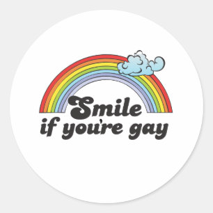 Smile if youre gay classic round sticker