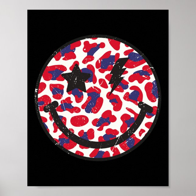 Smile In Leopard Print With Usa Flag Colour Indepe (Front)