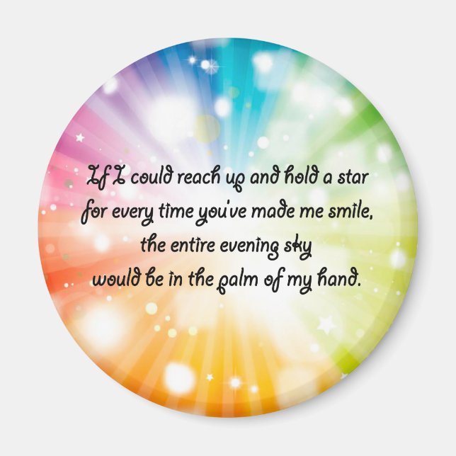 Smile Inspirational Happy Quote Star Rainbow Magnet (Front)