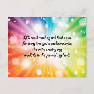Smile Inspirational Happy Quote Star Rainbow Postcard