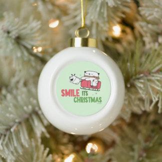 Smile, it's Christmas | Ceramic Ball Christmas Ornament