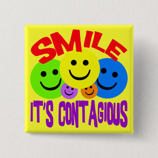 SMILE IT'S CONTAGIOUS 15 CM SQUARE BADGE