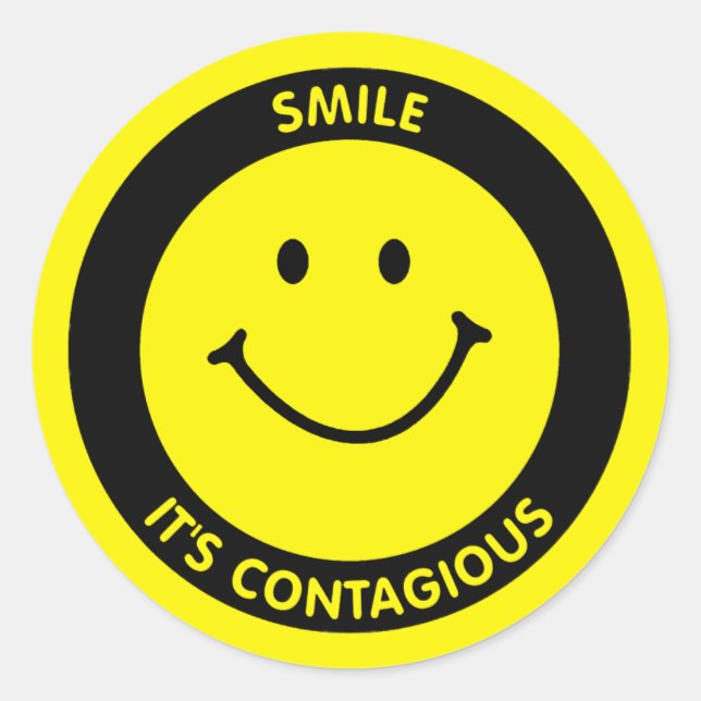 SMILE IT'S CONTAGIOUS CLASSIC ROUND STICKER (Front)
