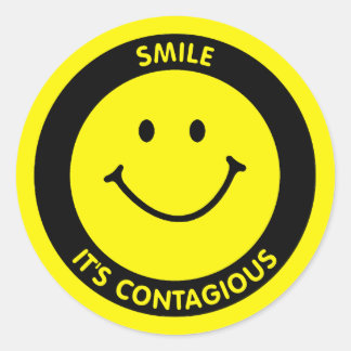 SMILE IT'S CONTAGIOUS CLASSIC ROUND STICKER