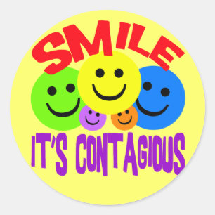 SMILE IT'S CONTAGIOUS CLASSIC ROUND STICKER