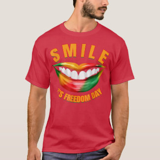 Smile It's Freedom Day, Afro Black Woman Juneteen T-Shirt