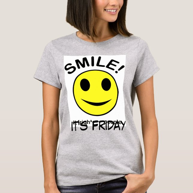 Smile its friday ladies ringer shirt (Front)
