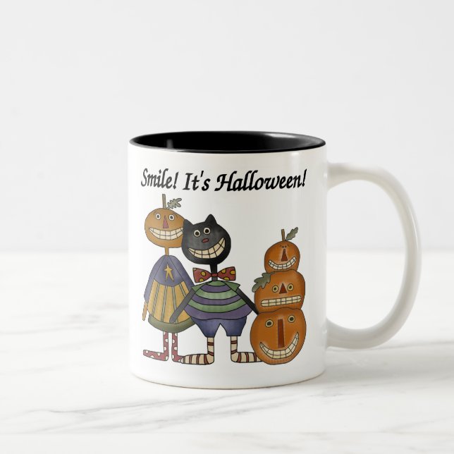 Smile It's Halloween Two-Tone Coffee Mug (Right)