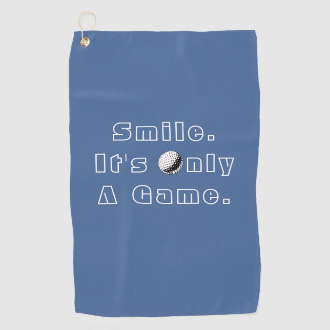 Smile It's Only A Game, Personalise, Blue Golf Towel (Front)