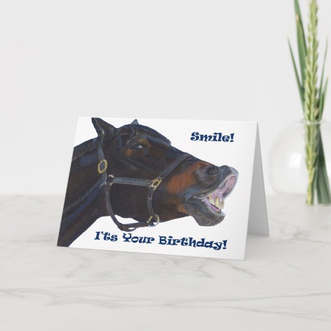 Smile!  It's Your Birthday! Horse Card (Front)
