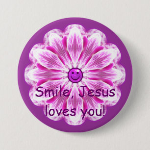 Smile, Jesus loves you! 7.5 Cm Round Badge