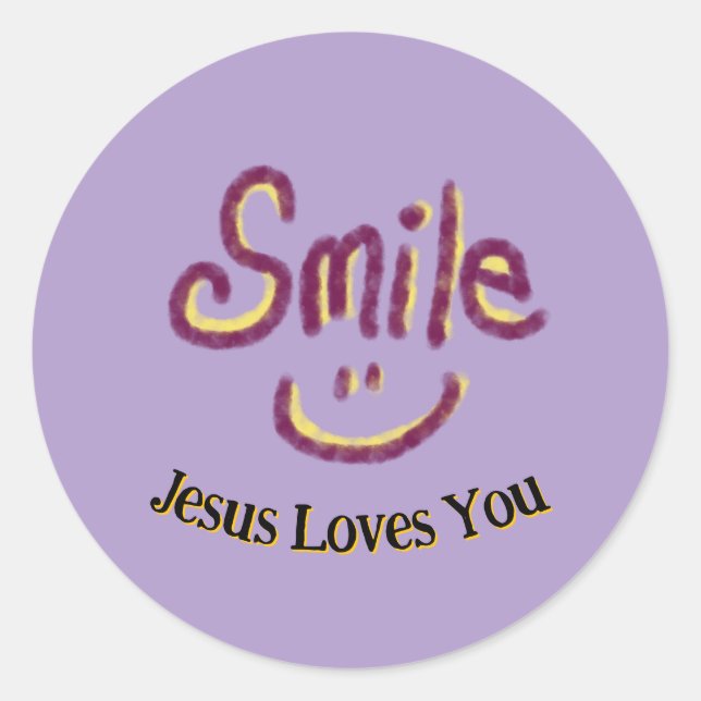 Smile Jesus Loves You Christian  Classic Round Sticker (Front)