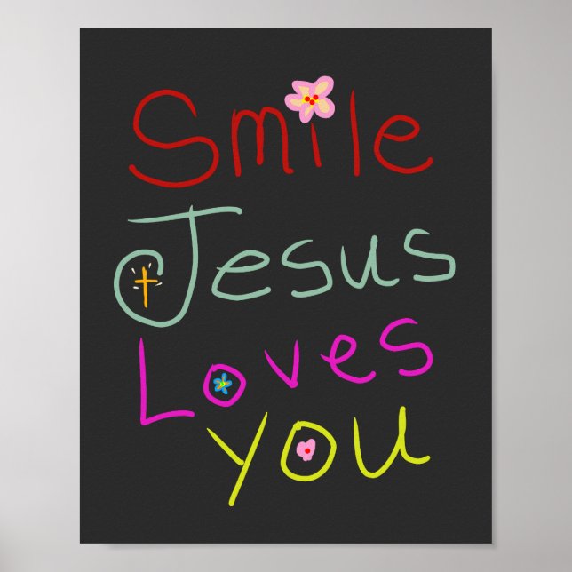 ‘Smile Jesus Loves You’ Colourful Script  Poster (Front)
