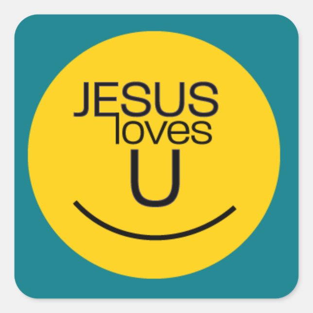 Smile...Jesus Loves You Square Sticker (Front)