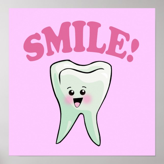 Smile Kawaii Tooth Art Poster (Front)