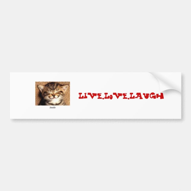 smile kitty, Live,Love,Laugh Bumper Sticker (Front)