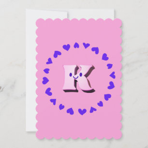 Smile Letter K With Hearts Greeting Card