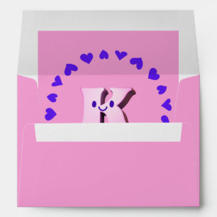 Smile Letter K With Hearts Pink Envelopes