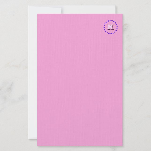 Smile Letter K With Hearts Stationery (Front)