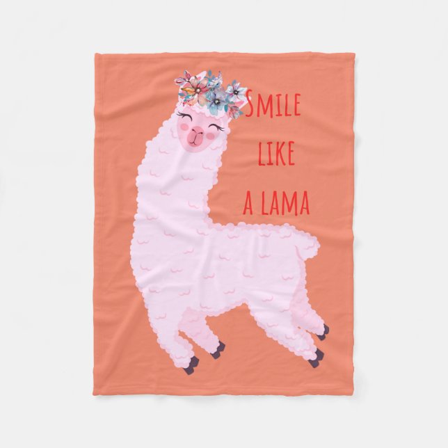 Smile like a lama  fleece blanket (Front)