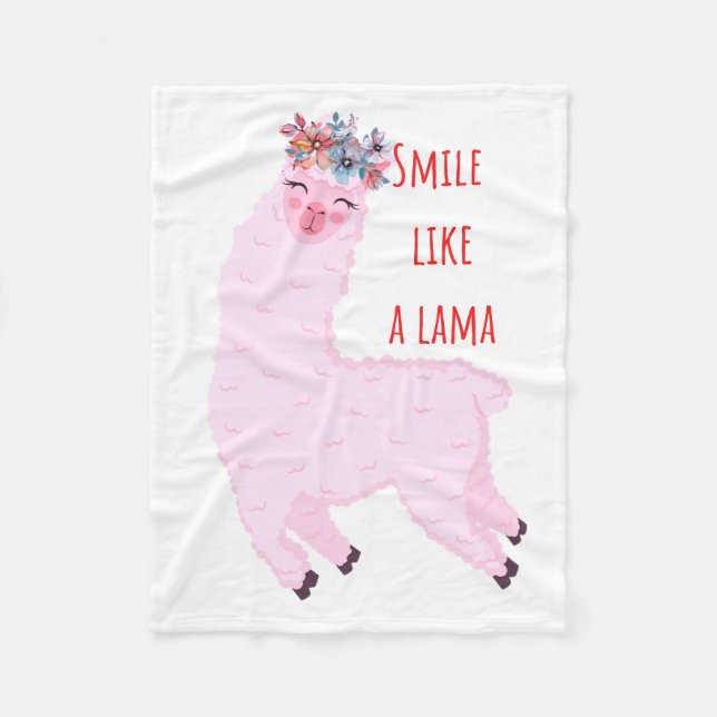 Smile like a lama fleece blanket (Front)