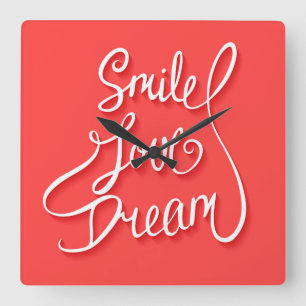 Smile Love Dream Square Wall Clock