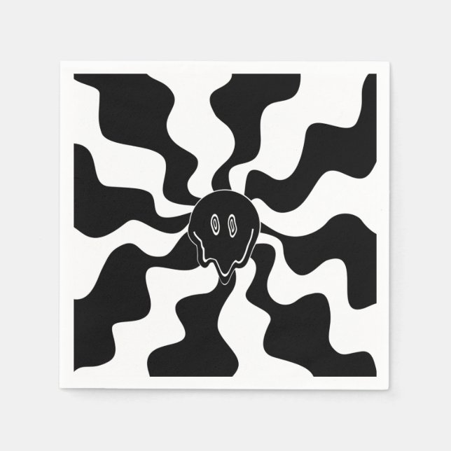 Smile Melt - Black and White Napkin (Front)