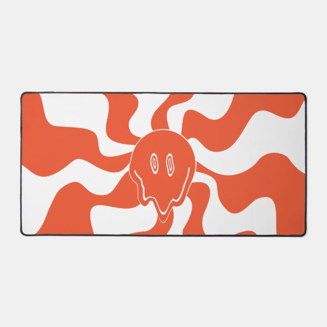 Smile Melt in Orange & White Desk Mat (Front)