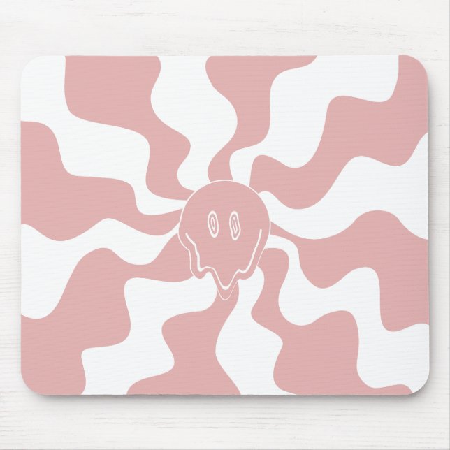 Smile Melt in Pink & White Mouse Pad (Front)