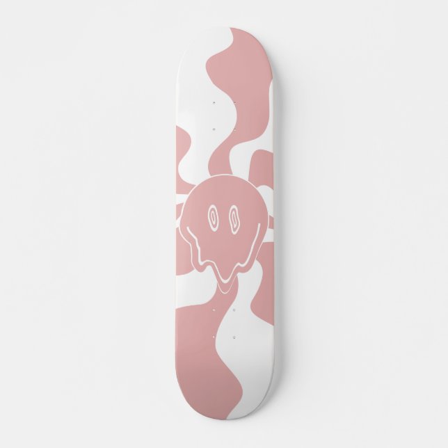 Smile Melt in Pink & White Skateboard (Front)