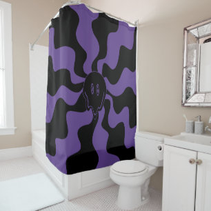 Smile Melt Retro Purple and Black Shower Curtain