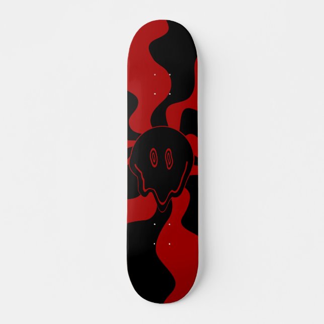 Smile Melt Retro Red and Black Skateboard (Front)
