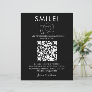Smile Memorable Photos Qr Code Black Chic Wedding