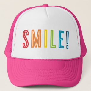 SMILE minimal bold color type motivational quote Trucker Hat