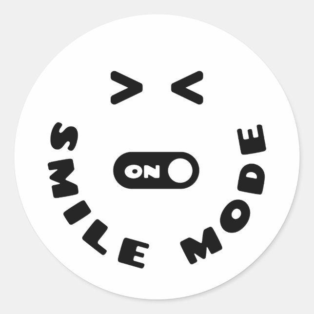 Smile Mode On Classic Round Sticker (Front)