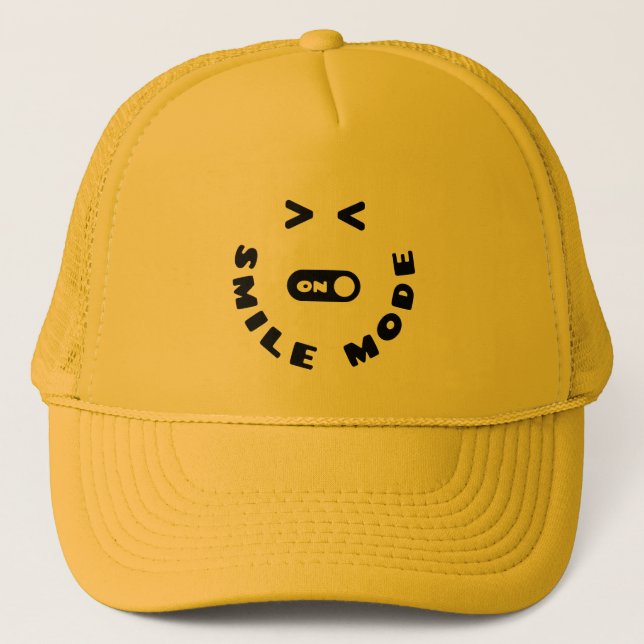 Smile Mode On: Elevate Your Day with Positivity Trucker Hat (Front)