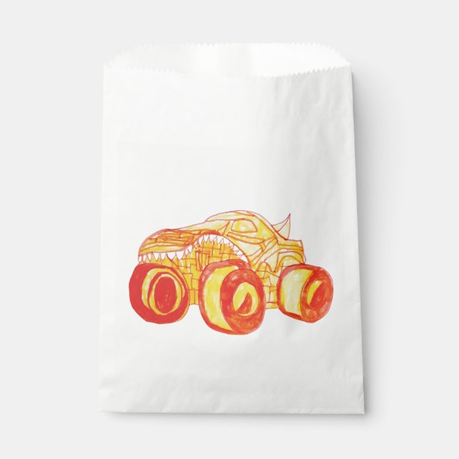 Smile Monster Truck Rally Birthday Party Favour Bags (Front)