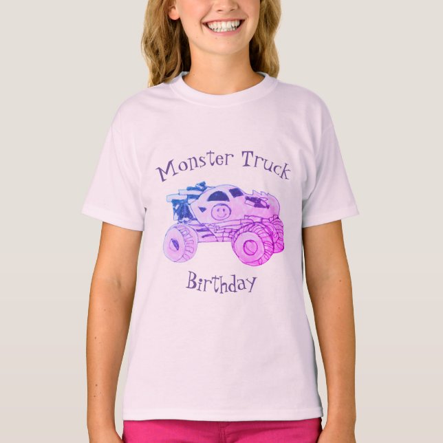 Smile Monster Truck Rally Birthday Party T-Shirt (Front)