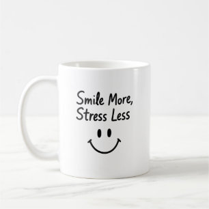 Smile More, Stress Less Doodle Design Coffee Mug