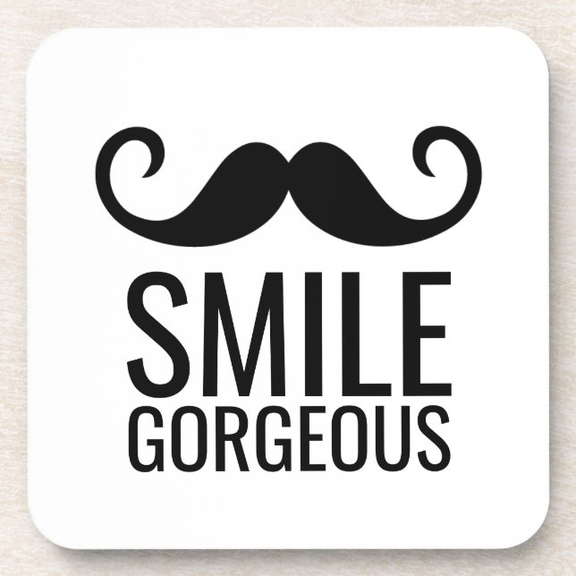 SMILE & Moustache ANY Base COLOR Plastic Coasters (Front)