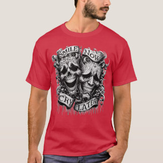 Smile Now CRY Later Clown Chicano Art Gothic Cholo T-Shirt