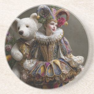Smile of the Arlequin and its Bear of White Peluch Coaster