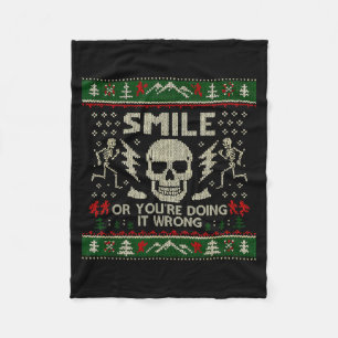 Smile Or You're Doing It Wrong Skeleton Skull Holi Fleece Blanket